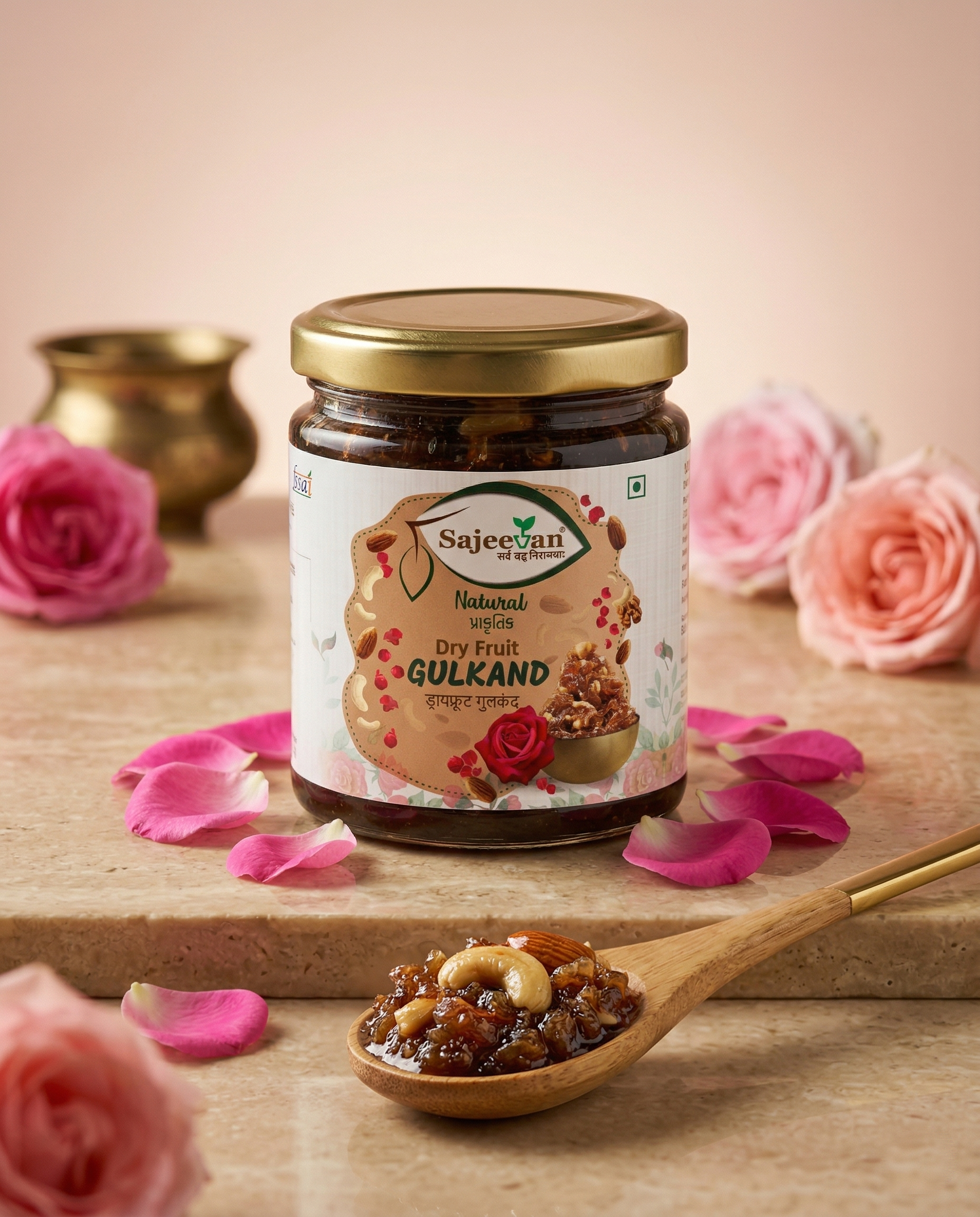 Sajeevan Dry Fruit Gulkand | Chaitri Roses & Nuts | Natural Cooling Digestive | Sun-Dried & Organic