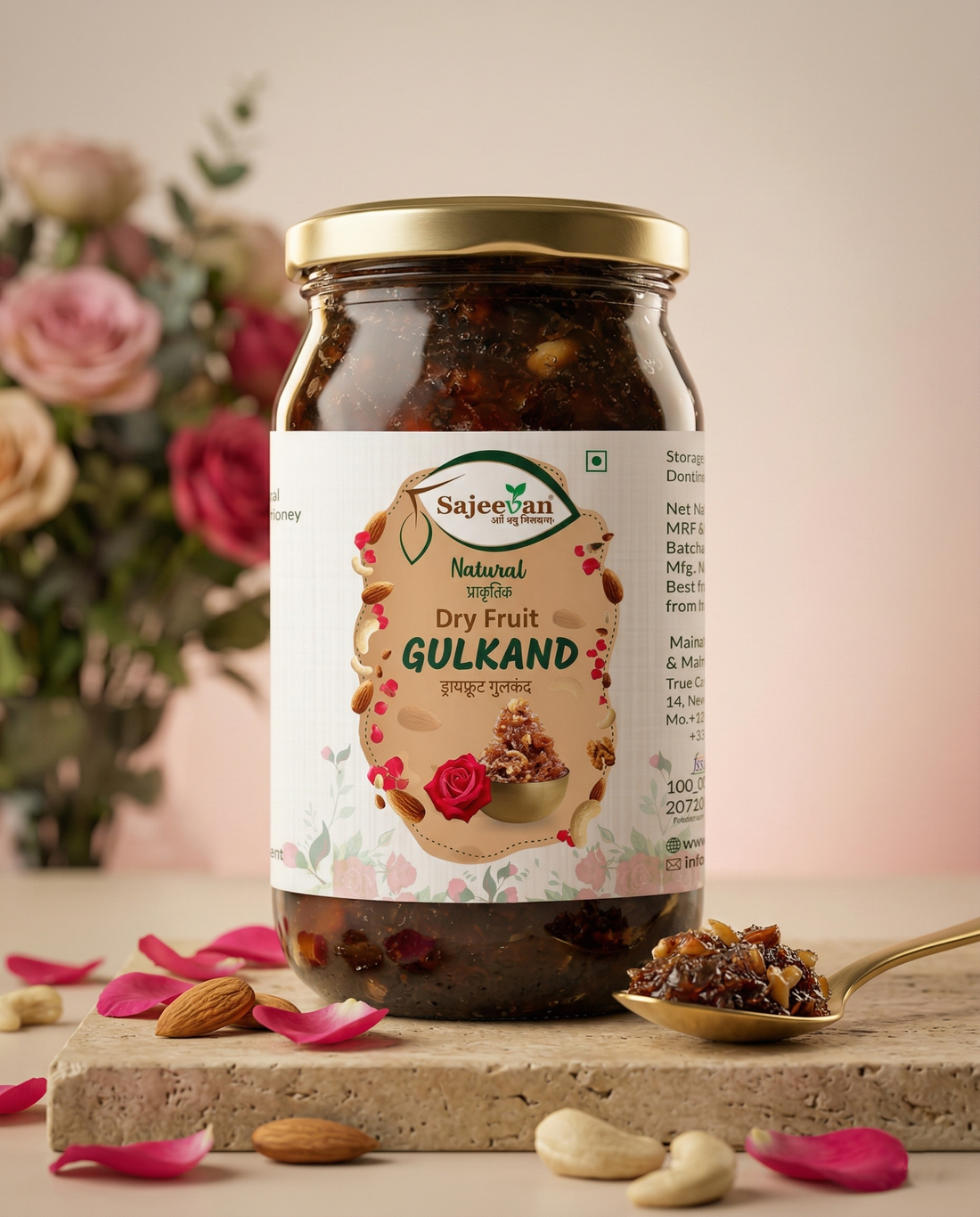 Sajeevan Dry Fruit Gulkand | Chaitri Roses & Nuts | Natural Cooling Digestive | Sun-Dried & Organic