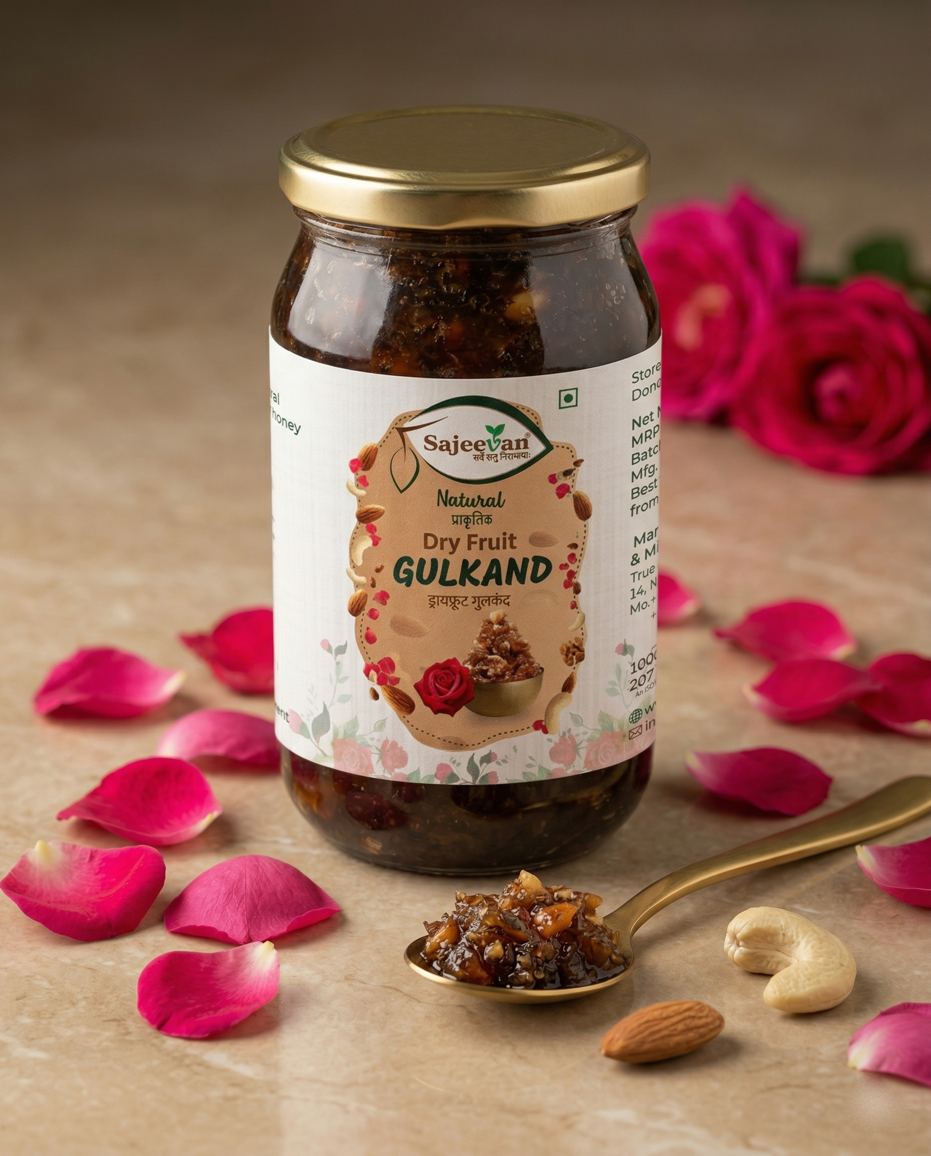 Sajeevan Dry Fruit Gulkand | Chaitri Roses & Nuts | Natural Cooling Digestive | Sun-Dried & Organic