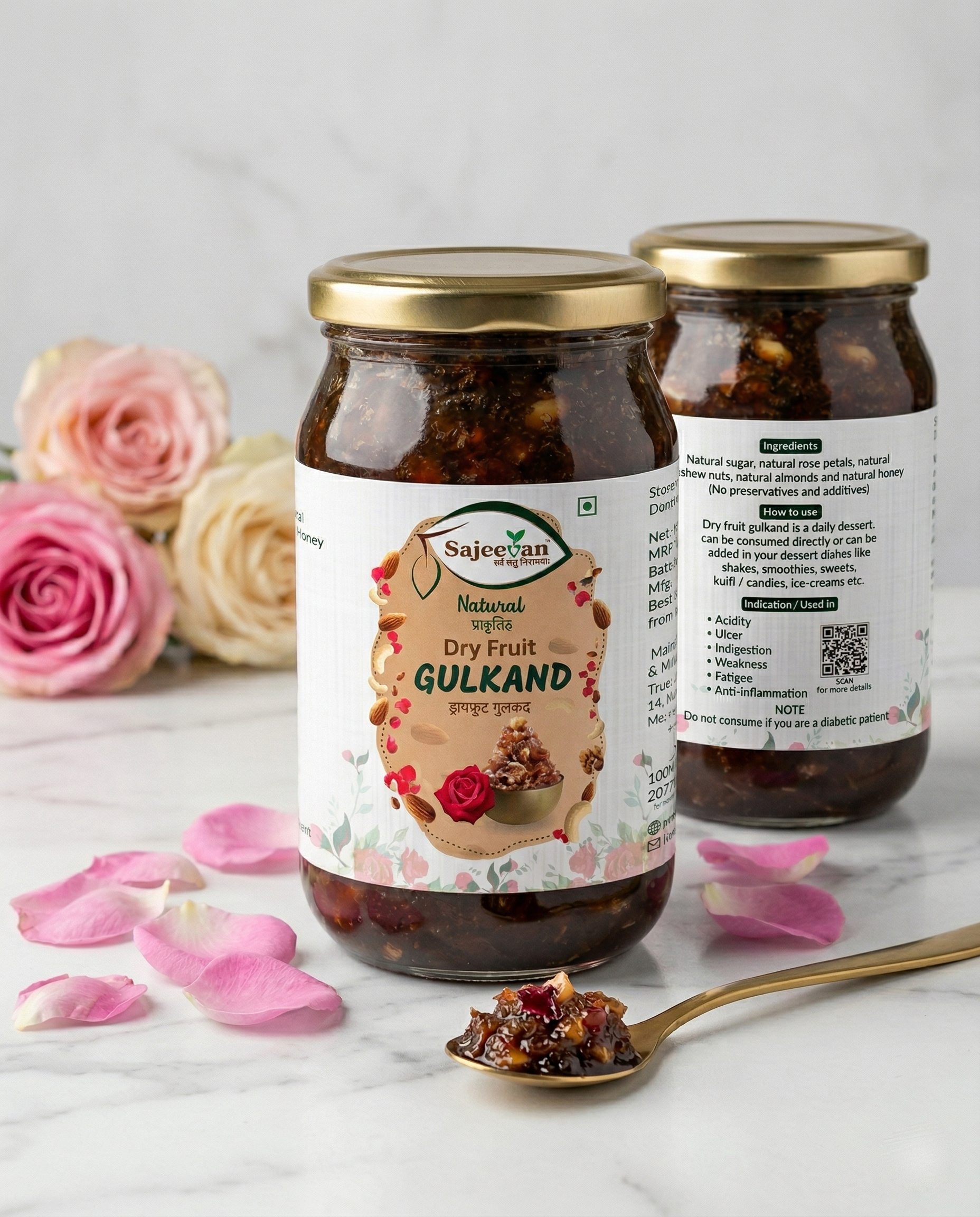 Sajeevan Dry Fruit Gulkand | Chaitri Roses & Nuts | Natural Cooling Digestive | Sun-Dried & Organic