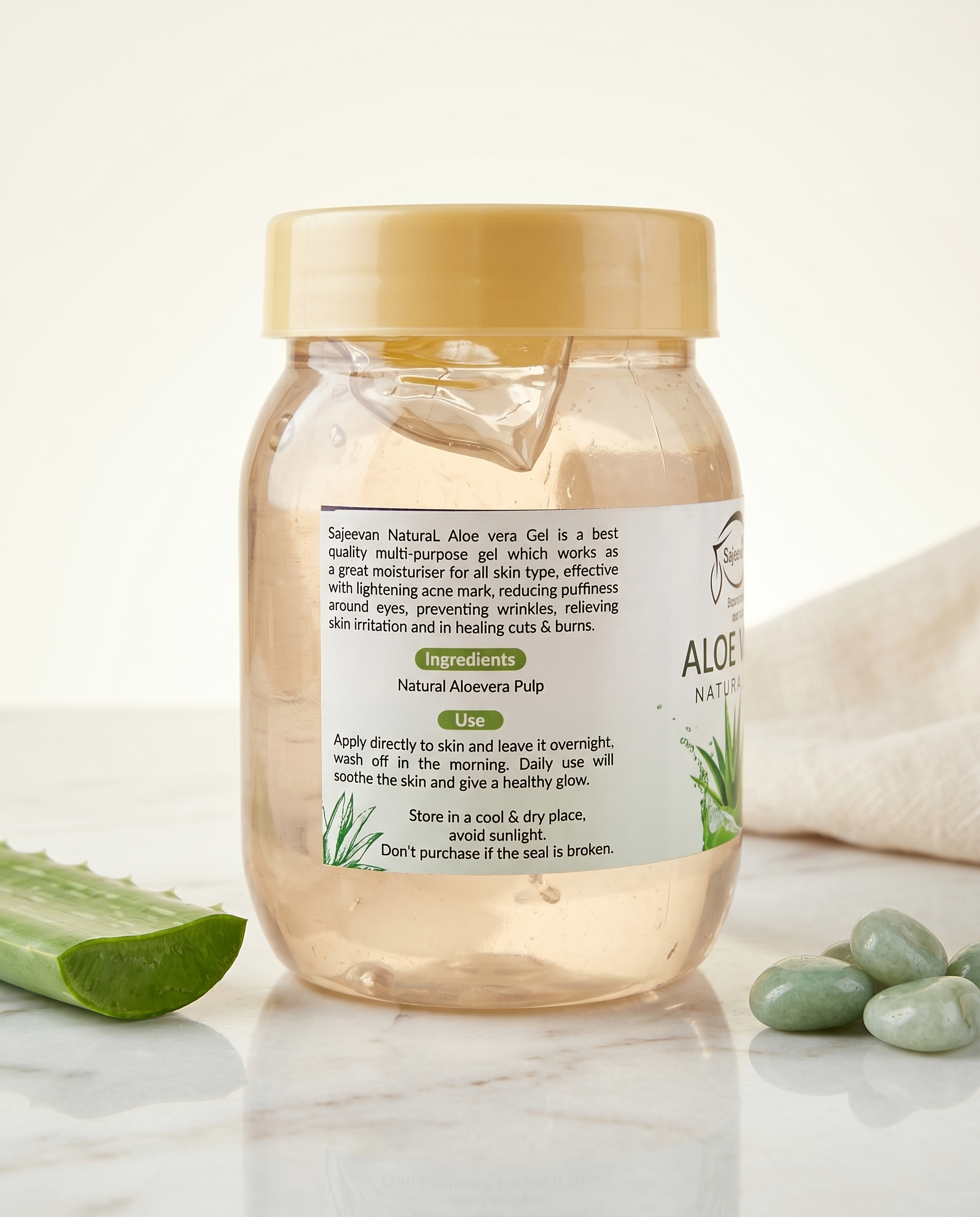 Sajeevan Herbal Aloe Vera Gel – Deep Hydration for Face, Skin & Hair Jar Pack – 200g