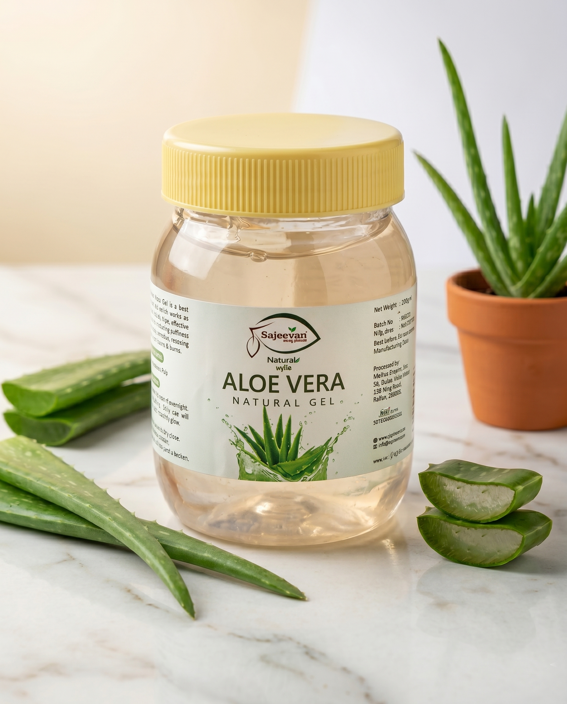 Sajeevan Herbal Aloe Vera Gel – Deep Hydration for Face, Skin & Hair Jar Pack – 200g