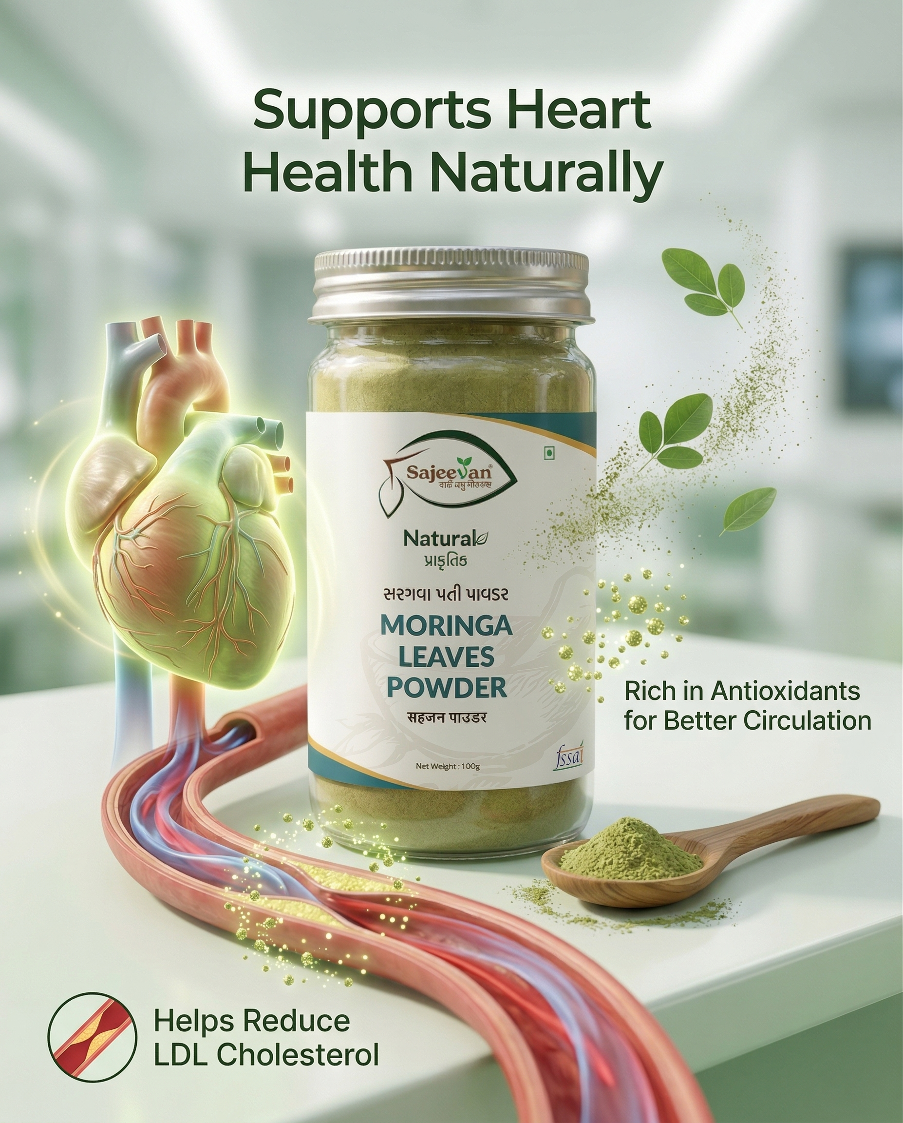 Moringa Leaf Powder 100g – Natural Superfood for Hair, Heart & Digestion