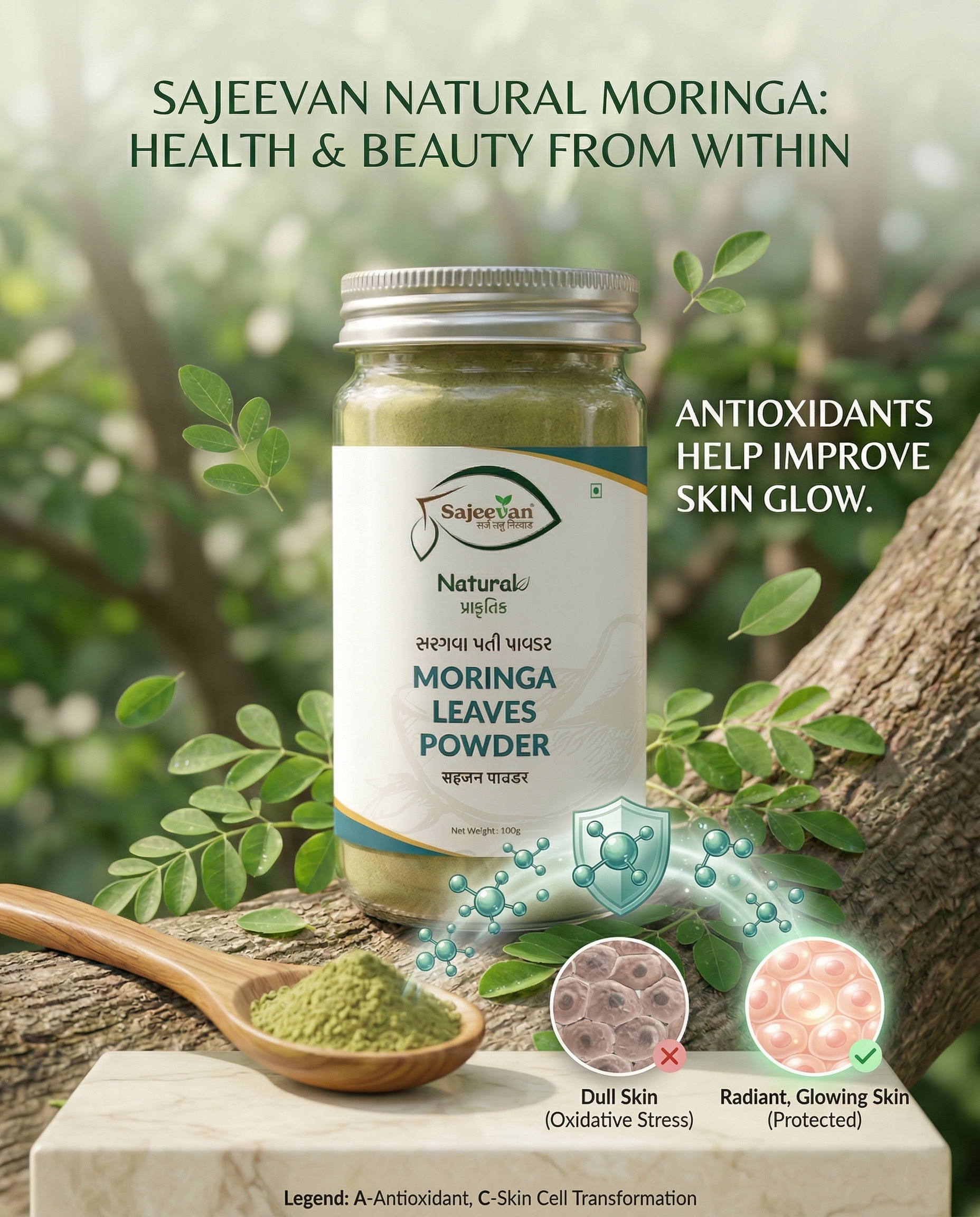 Moringa Leaf Powder 100g – Natural Superfood for Hair, Heart & Digestion