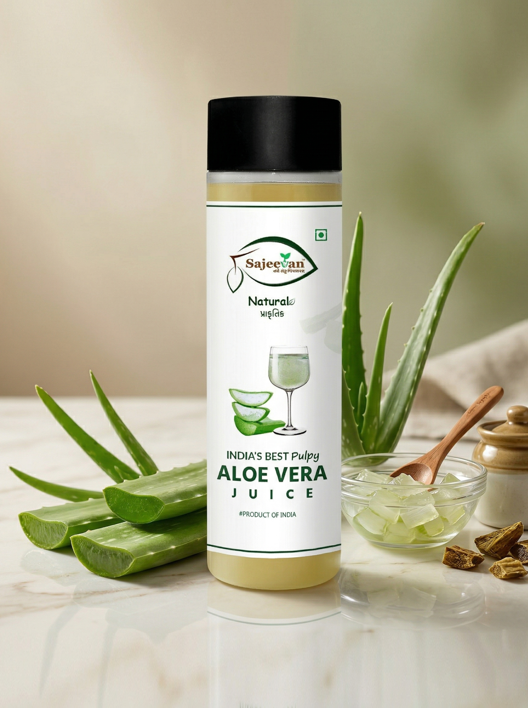Sajeevan Natural Aloe Vera Juice 500ml | Pulpy & Pure | Supports Digestion & Liver Health | No Added Sugar