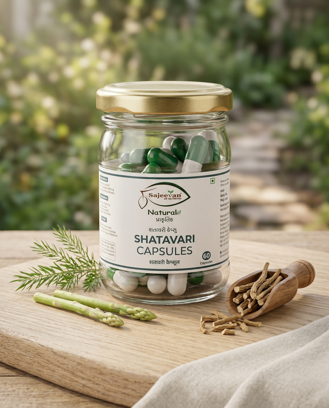 Sajeevan Natural Shatavari Capsules – Supports Hormonal Balance, Energy & Reproductive Health | 60 Capsules