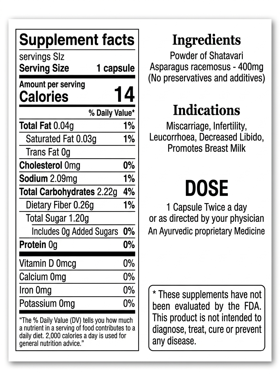 Sajeevan Natural Shatavari Capsules – Supports Hormonal Balance, Energy & Reproductive Health | 60 Capsules