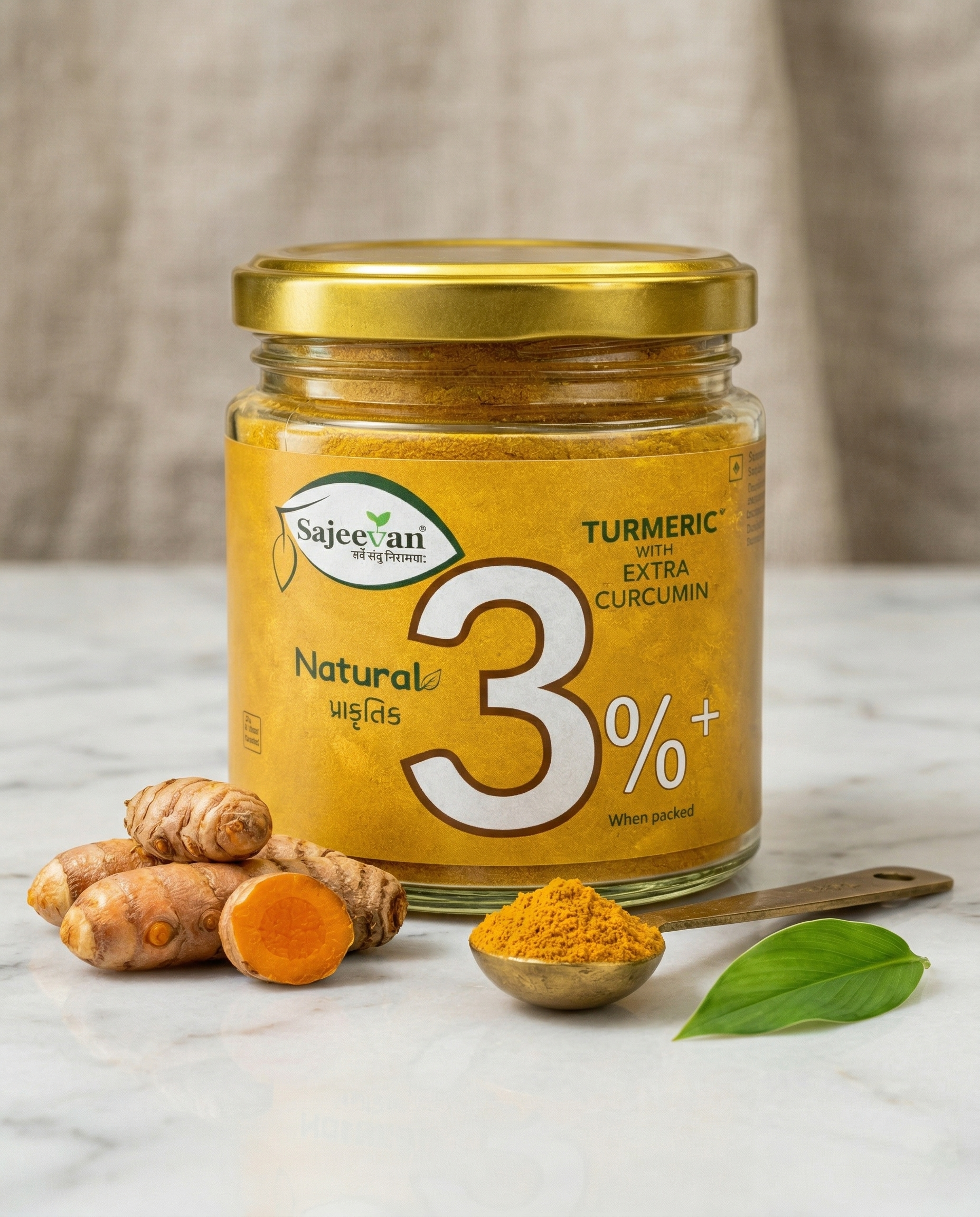 Sajeevan Natural Turmeric 3%+ Curcumin | Anti-Inflammatory & Wellness Supplement | 100g