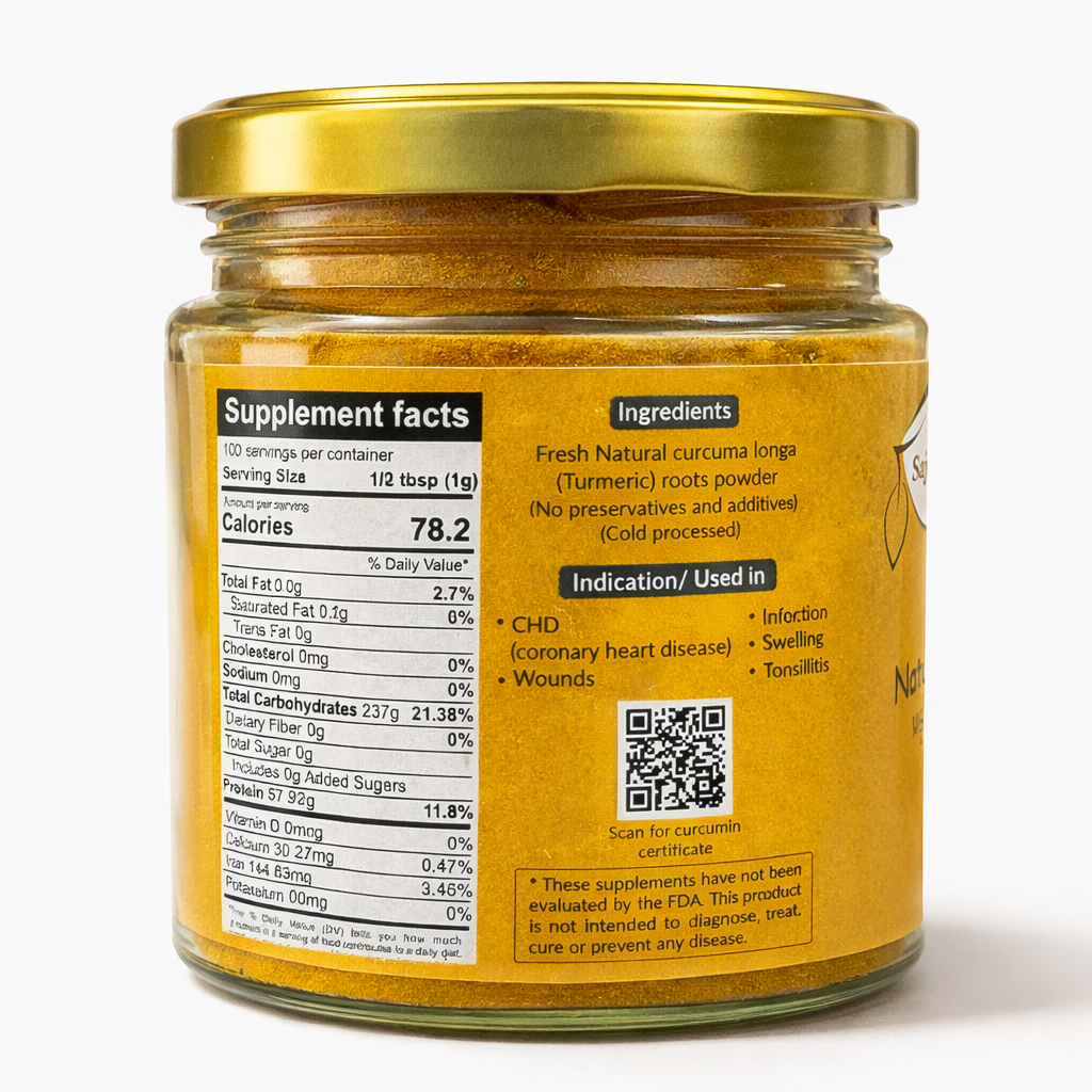 Sajeevan Natural Turmeric 3%+ Curcumin | Anti-Inflammatory & Wellness Supplement | 100g
