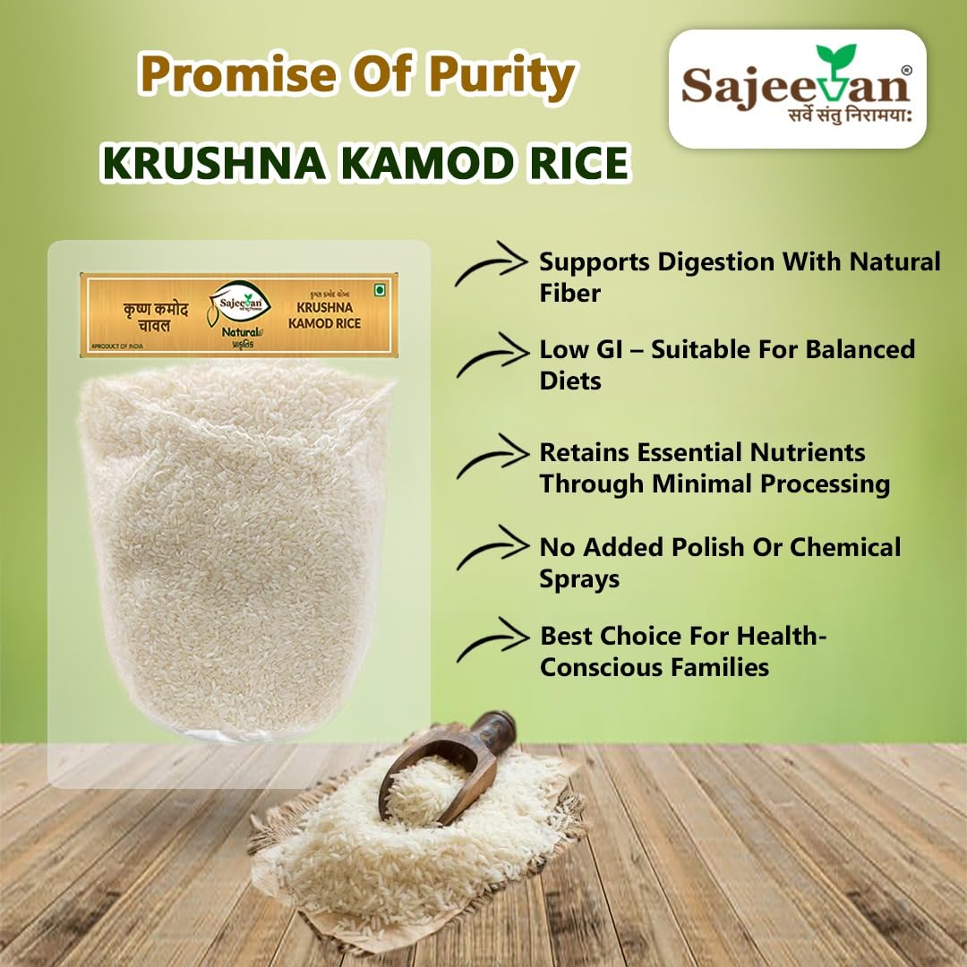 Sajeevan Organic Krushna Kamod Rice | Aromatic Traditional Gujarati Rice | 1kg