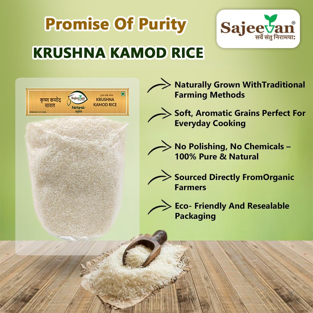 Sajeevan Organic Krushna Kamod Rice | Aromatic Traditional Gujarati Rice | 1kg