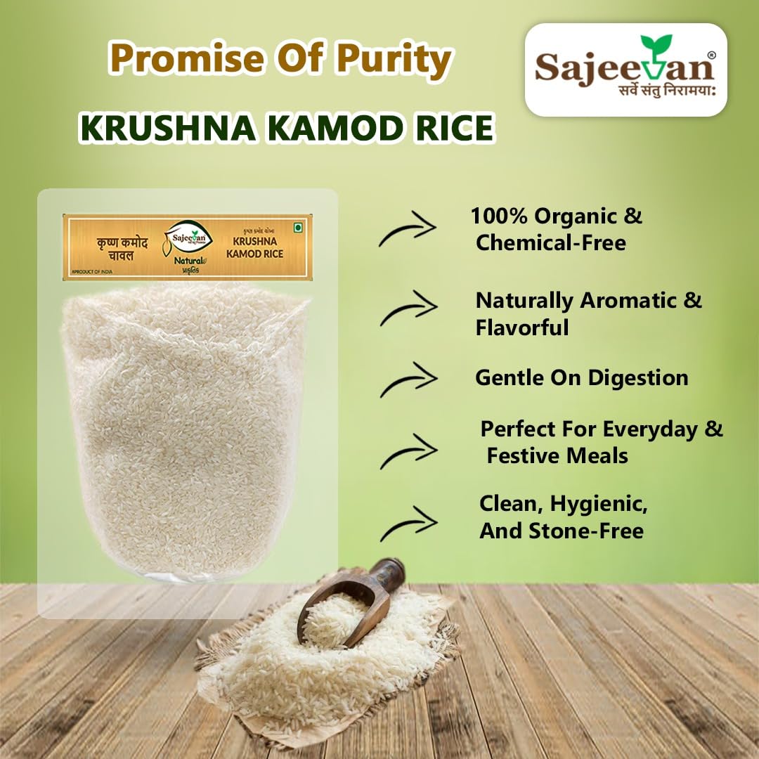 Sajeevan Organic Krushna Kamod Rice | Aromatic Traditional Gujarati Rice | 1kg