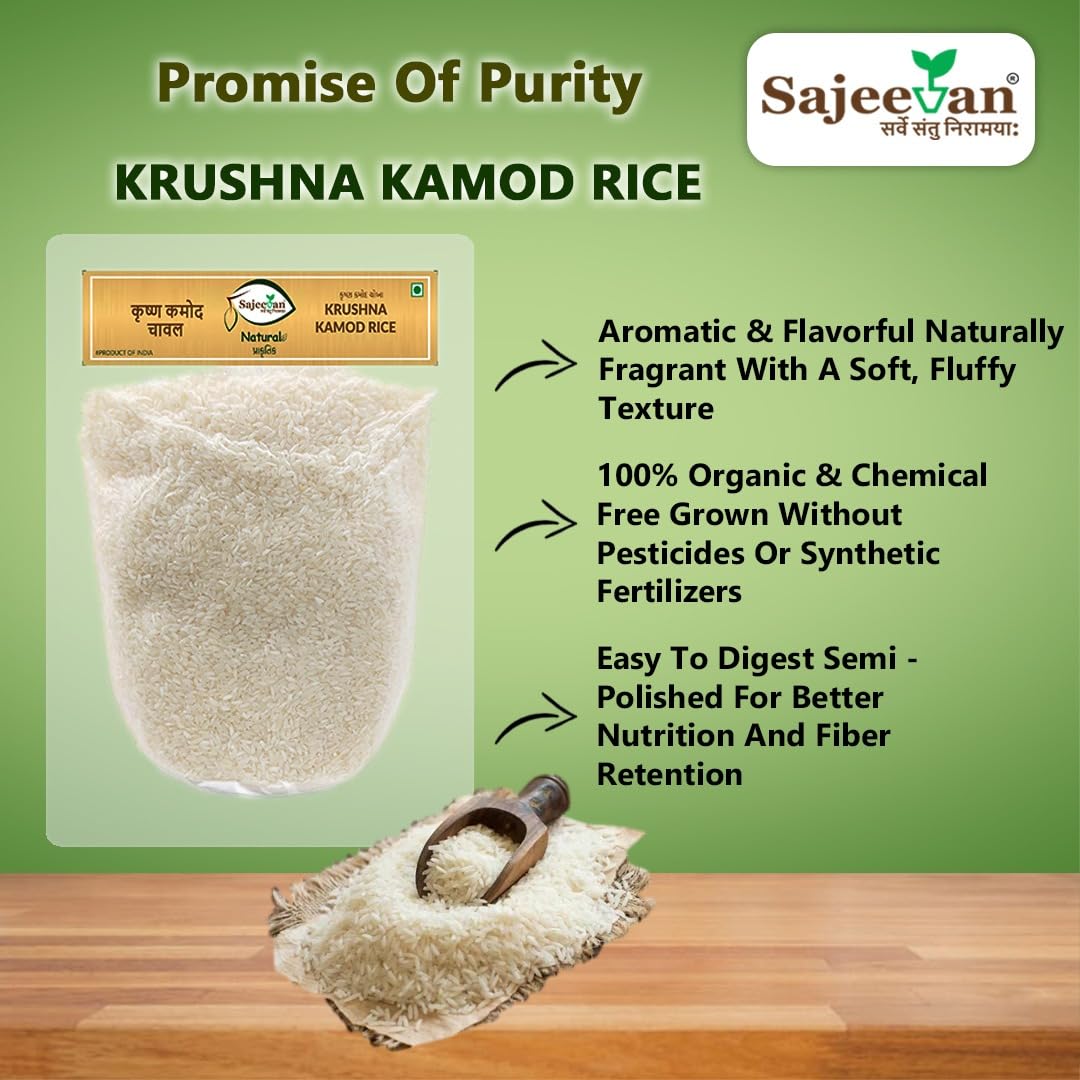 Sajeevan Organic Krushna Kamod Rice | Aromatic Traditional Gujarati Rice | 1kg