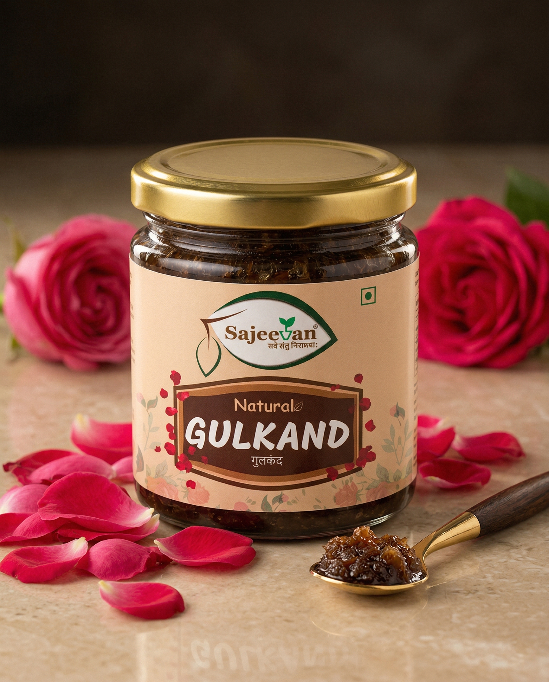 Sajeevan Organic Plain Gulkand | Sun-Cooked Rose Petals - 250g
