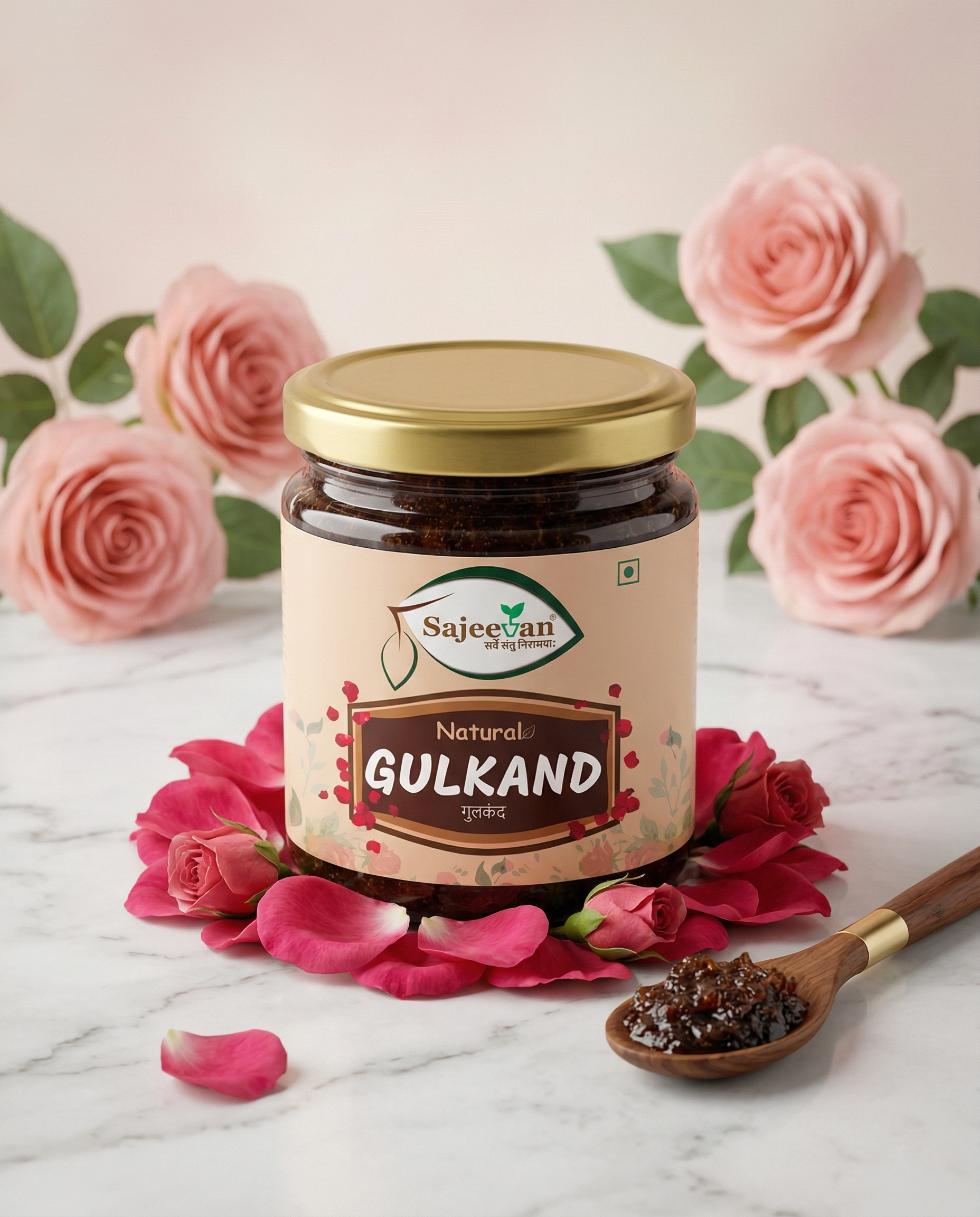 Sajeevan Organic Plain Gulkand | Sun-Cooked Rose Petals - 250g