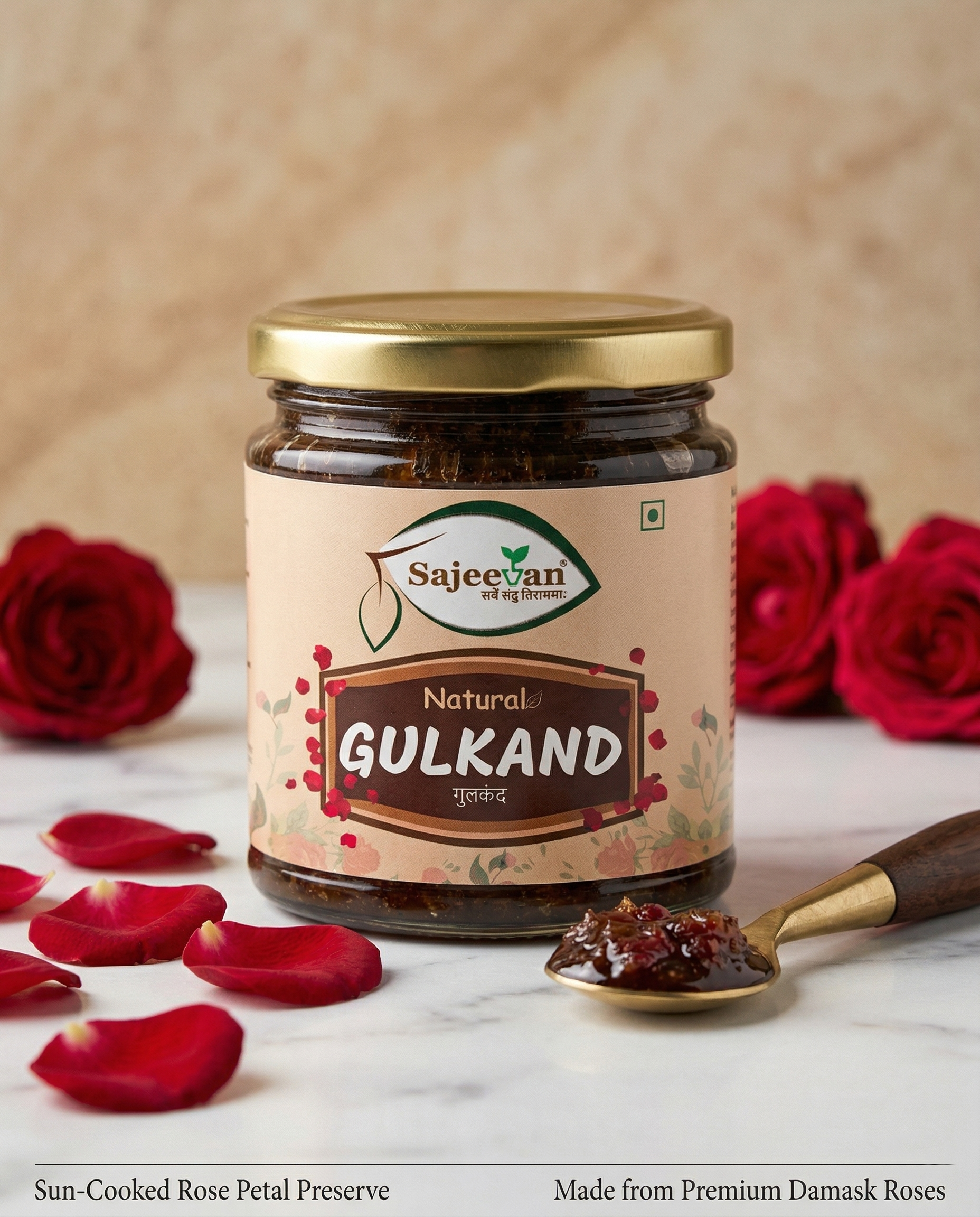 Sajeevan Organic Plain Gulkand | Sun-Cooked Rose Petals - 250g