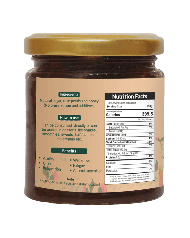 Sajeevan Organic Plain Gulkand | Sun-Cooked Rose Petals - 250g