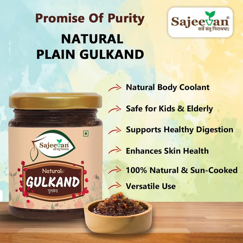 Sajeevan Organic Plain Gulkand | Sun-Cooked Rose Petals - 250g
