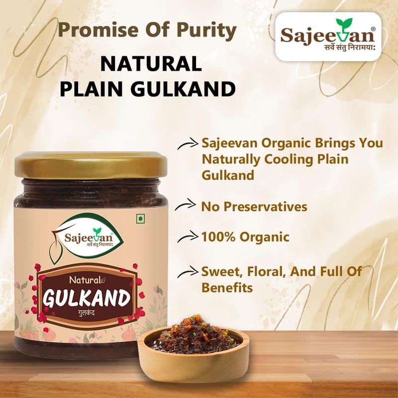 Sajeevan Organic Plain Gulkand | Sun-Cooked Rose Petals - 250g