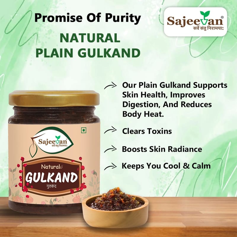 Sajeevan Organic Plain Gulkand | Sun-Cooked Rose Petals - 250g