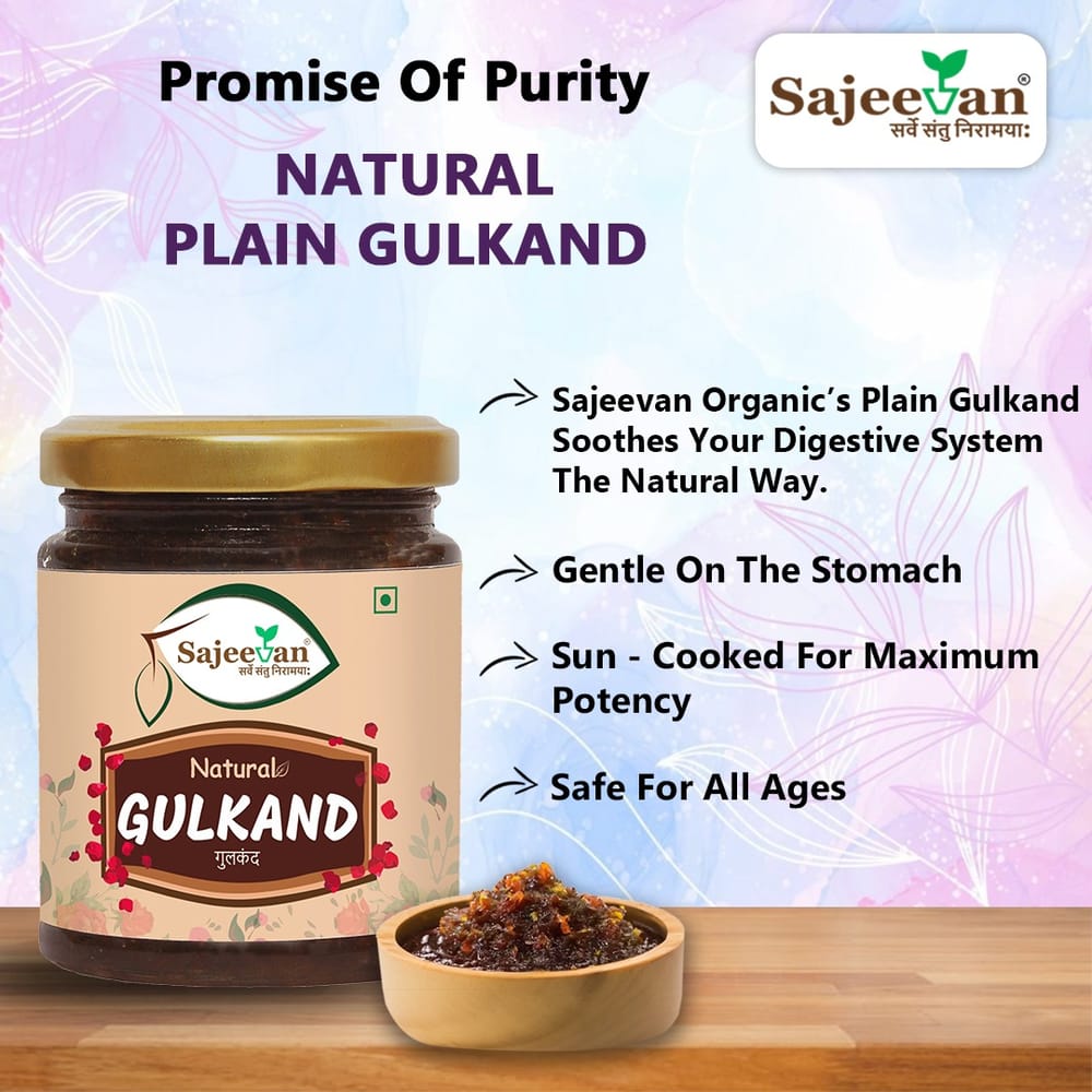 Sajeevan Organic Plain Gulkand | Sun-Cooked Rose Petals - 250g