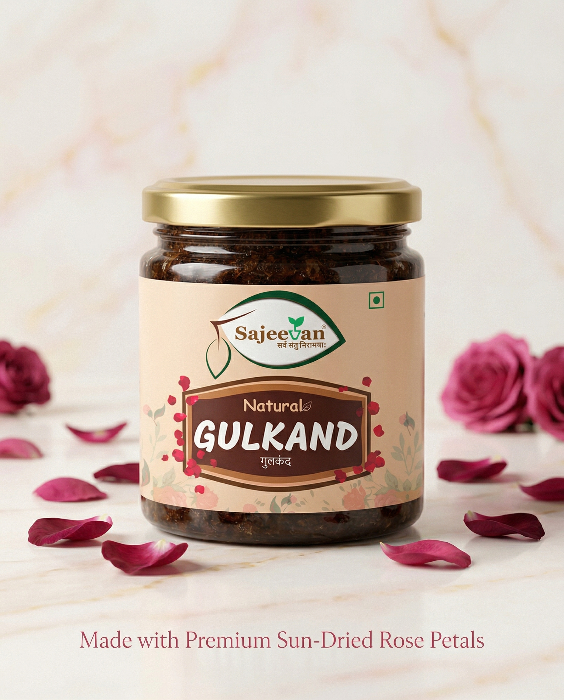 Sajeevan Organic Plain Gulkand | Sun-Cooked Rose Petals - 250g