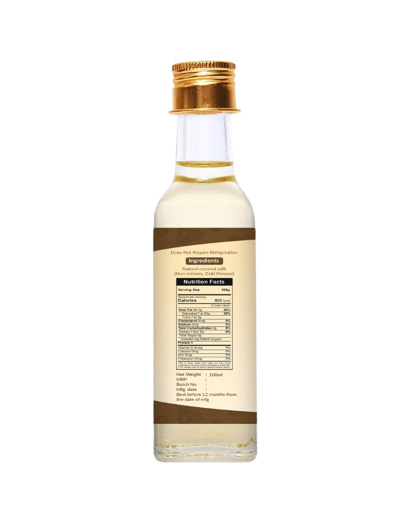 Sajeevan Pure Virgin Coconut Oil | Cold-Pressed from Fresh Coconut Milk | 100ml