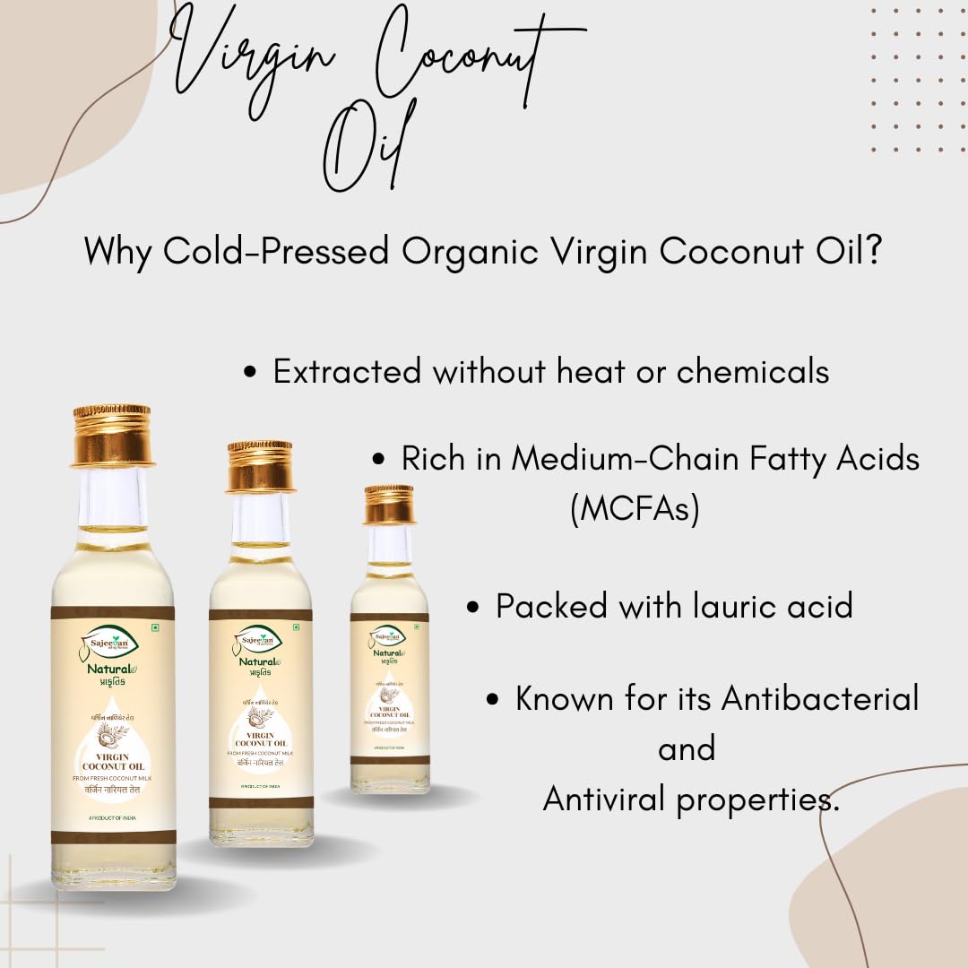 Sajeevan Pure Virgin Coconut Oil | Cold-Pressed from Fresh Coconut Milk | 100ml