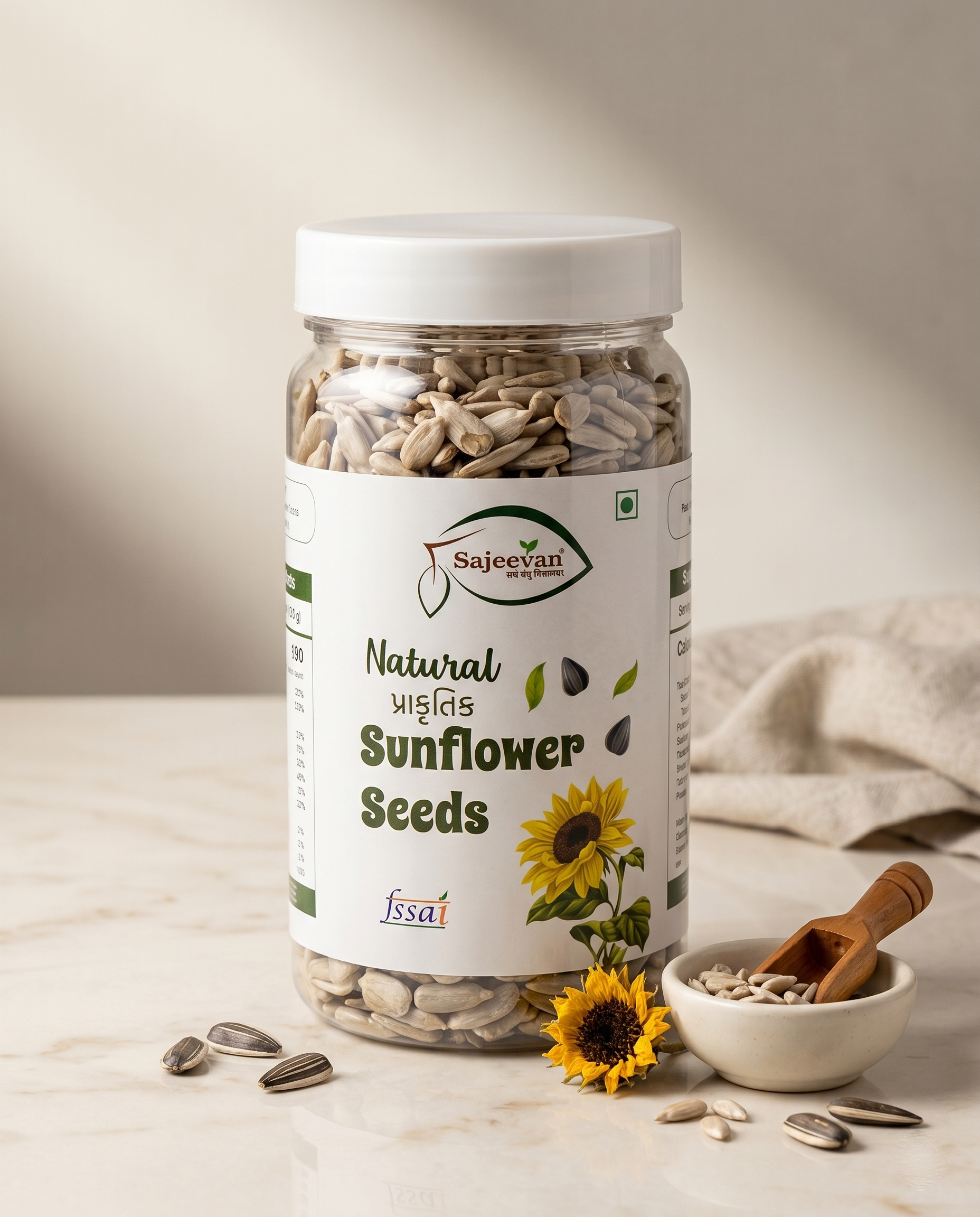 Sajeevan Sunflower Seeds – Fresh, Crunchy & Nutrient-Rich Seeds in Glass Jar