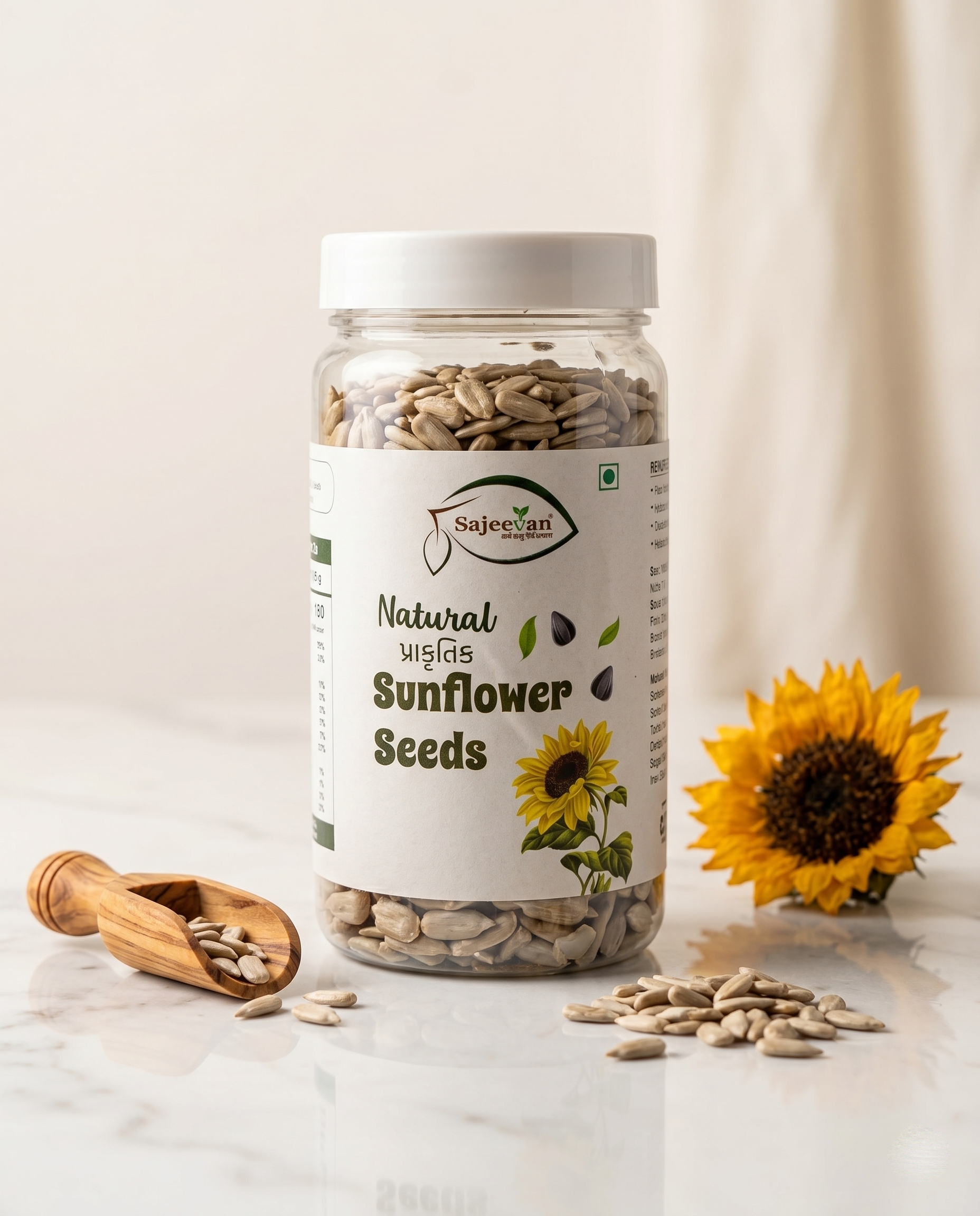 Sajeevan Sunflower Seeds – Fresh, Crunchy & Nutrient-Rich Seeds in Glass Jar