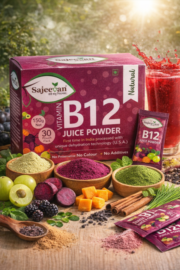 Sajeevan Vitamin B12 Juice Powder | Natural Energy & Immunity Booster | 30 Sachets (150g)